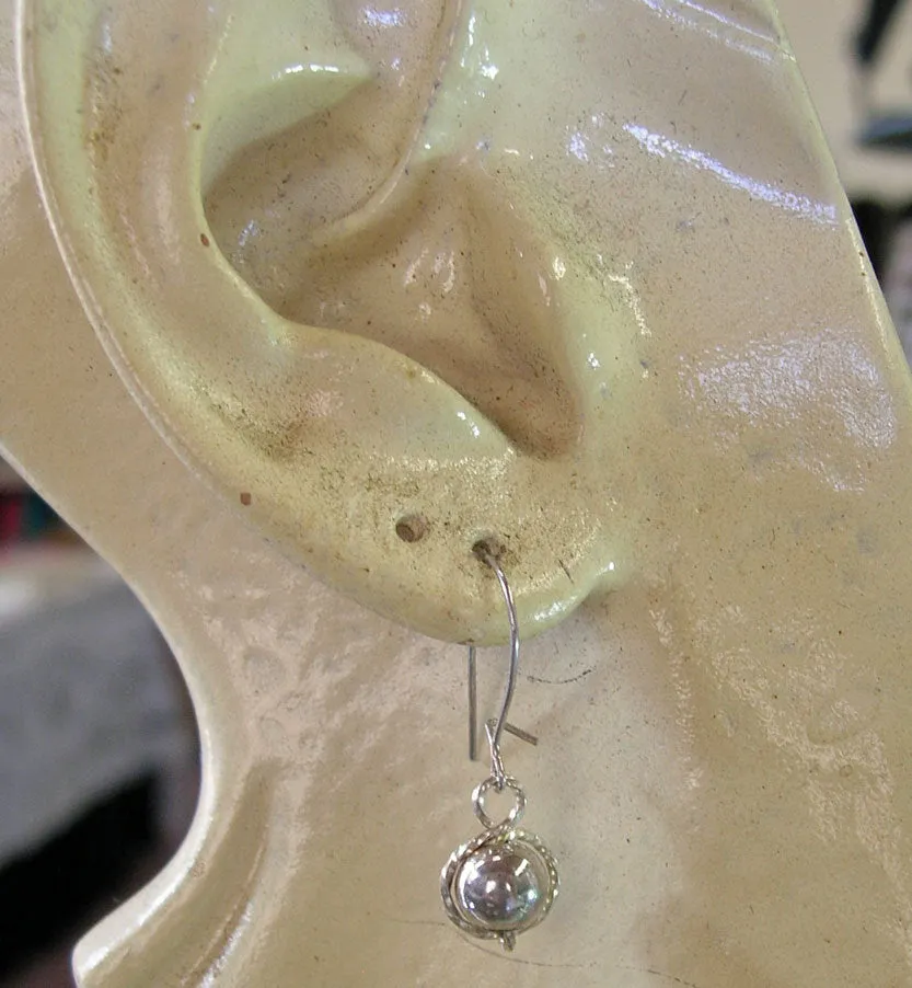 6mm Sterling Silver Beads Wirewrapped Drop Earrings