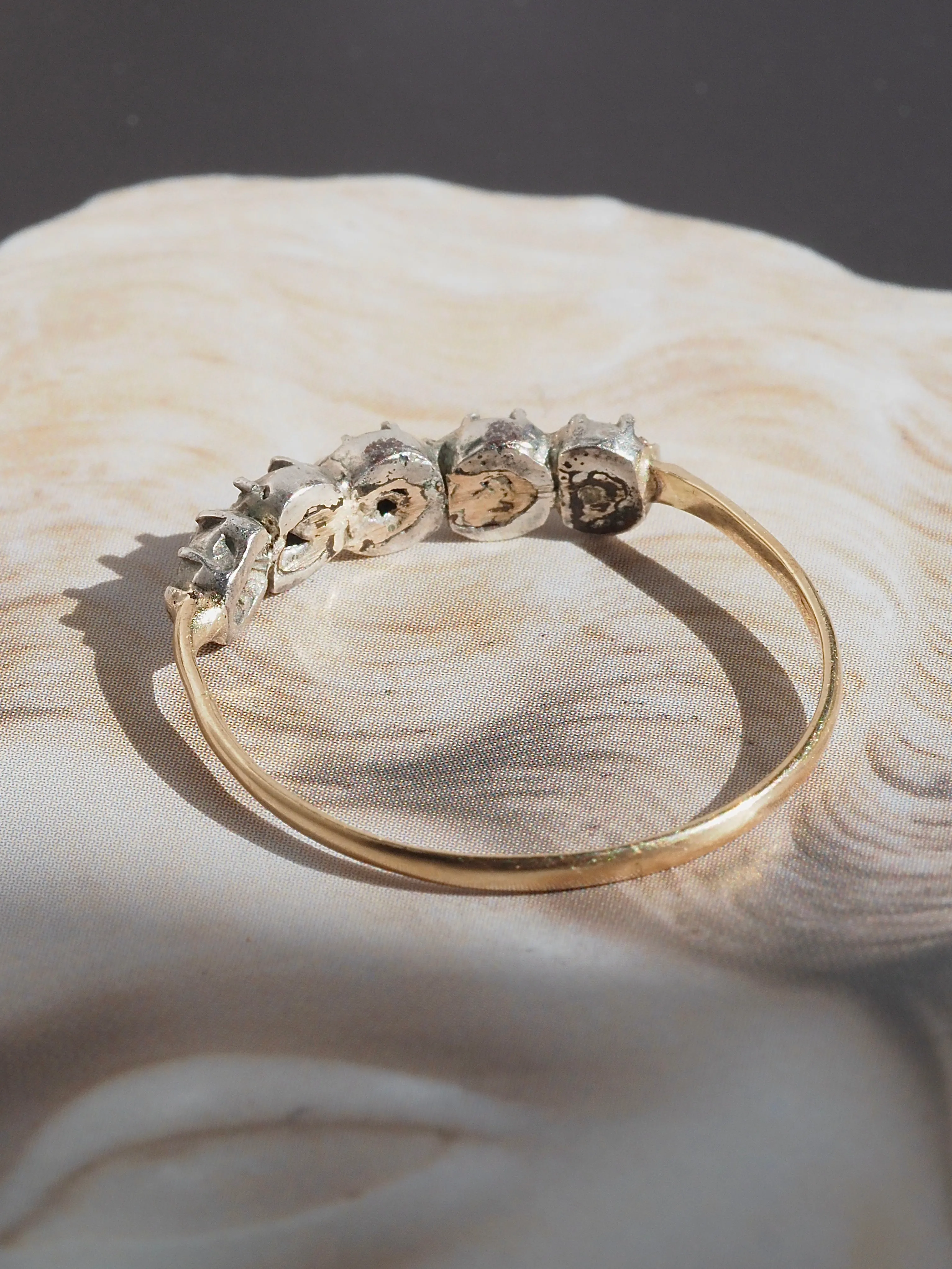 Antique Georgian 14k Gold and Sterling Silver Rose Cut Diamond Ring