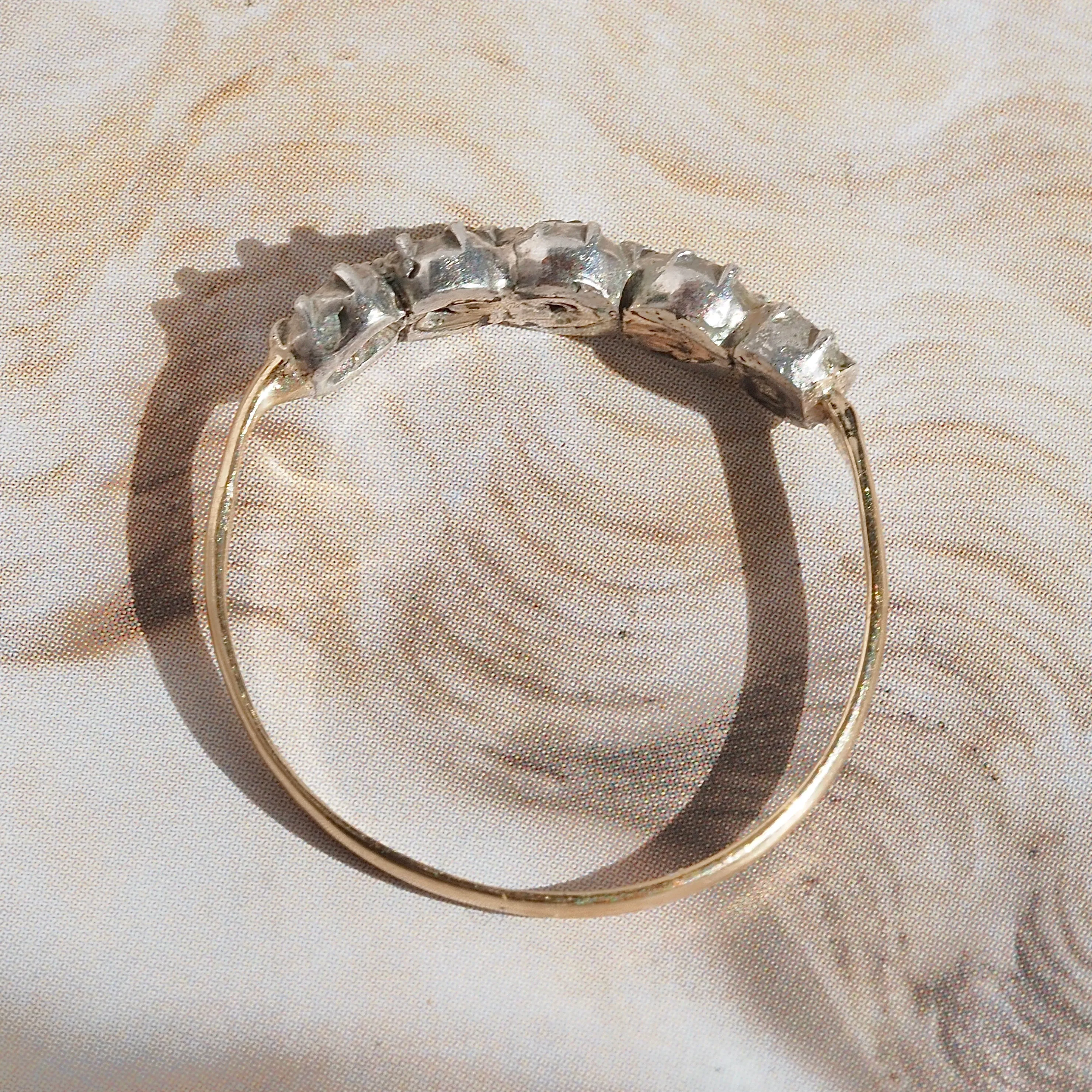 Antique Georgian 14k Gold and Sterling Silver Rose Cut Diamond Ring