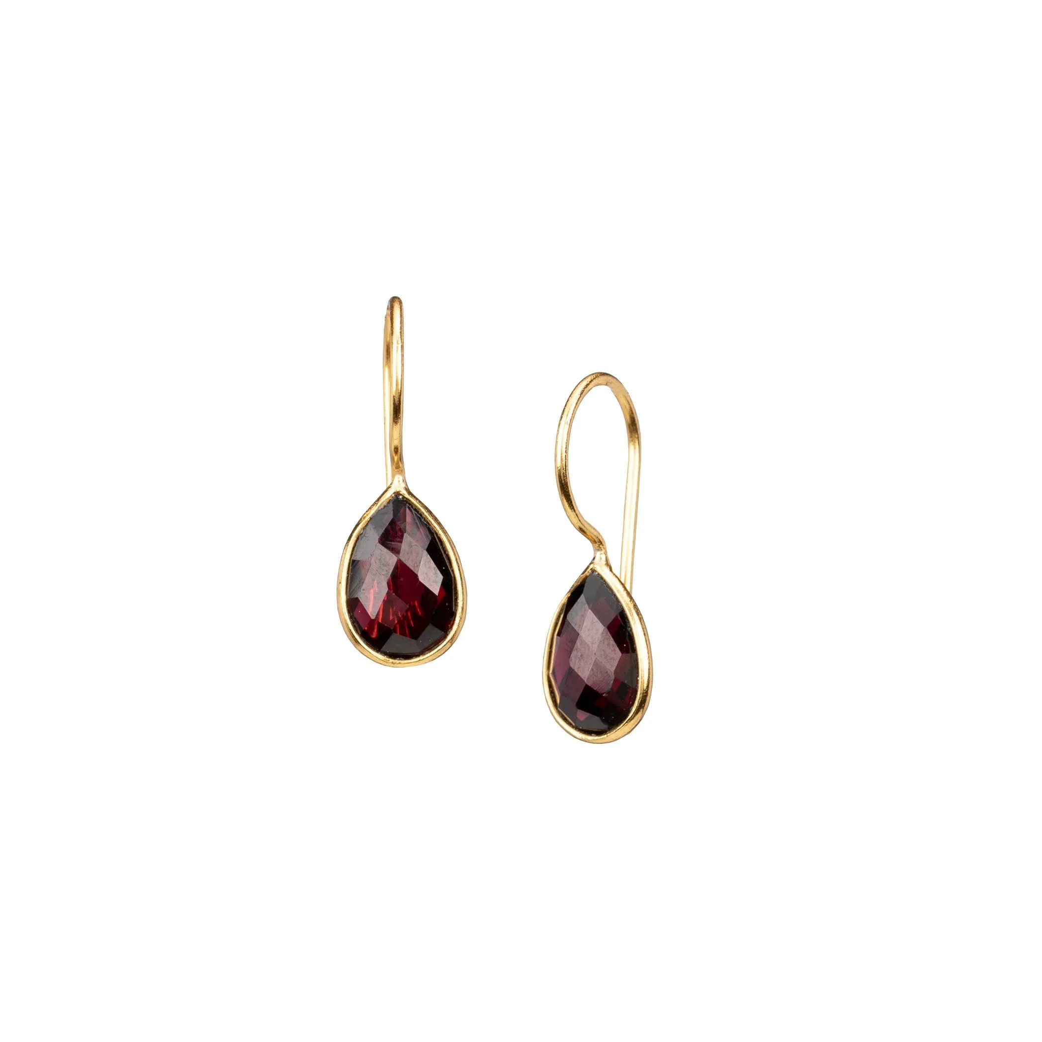 Dew Drops Garnet Teardrop Earrings Drop Earrings Gold