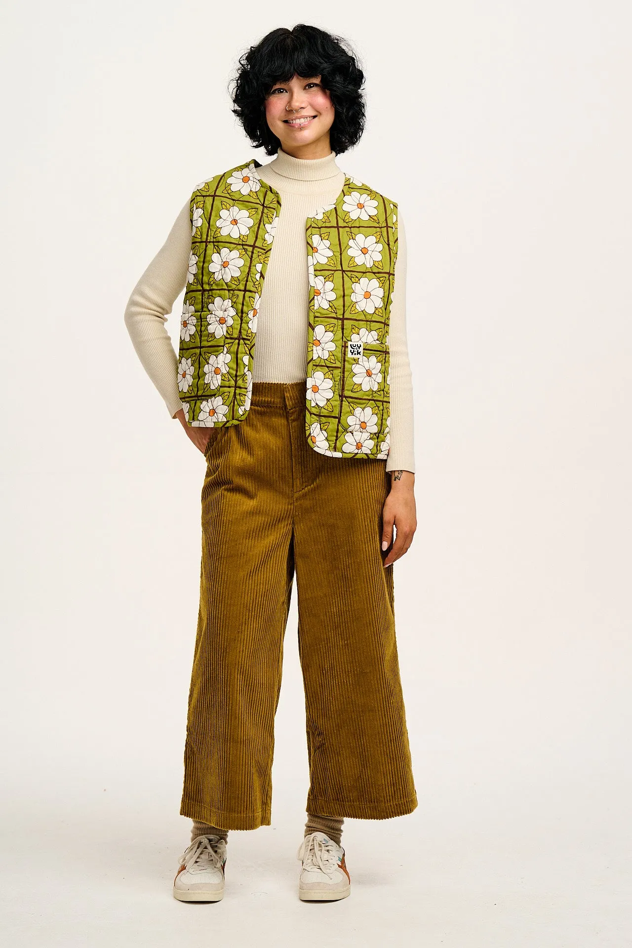 Halston - Wide leg Corduroy Trousers in Dark Mustard