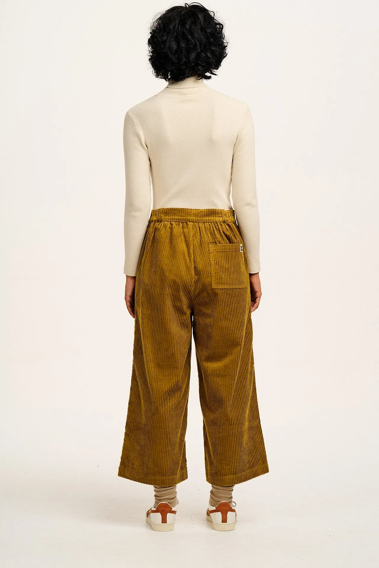 Halston - Wide leg Corduroy Trousers in Dark Mustard