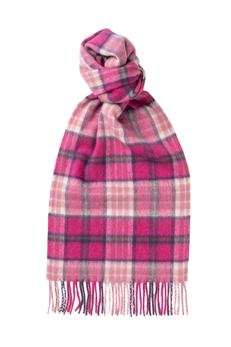 Joshua Ellis - Summer Check Pink Cashmere Scarf