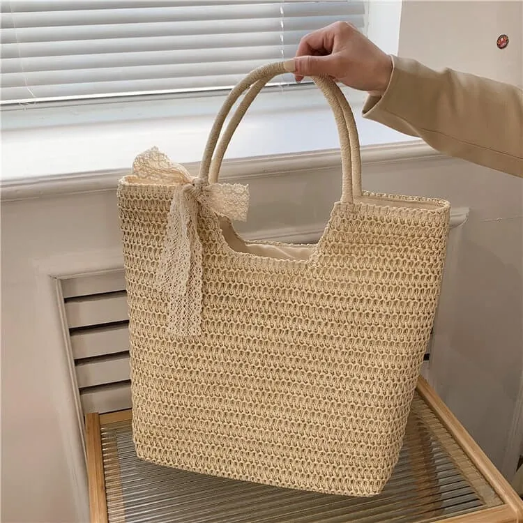 Minimalism Large Straw Beach Tote Bags For Summer-Showtown