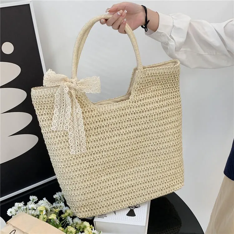Minimalism Large Straw Beach Tote Bags For Summer-Showtown