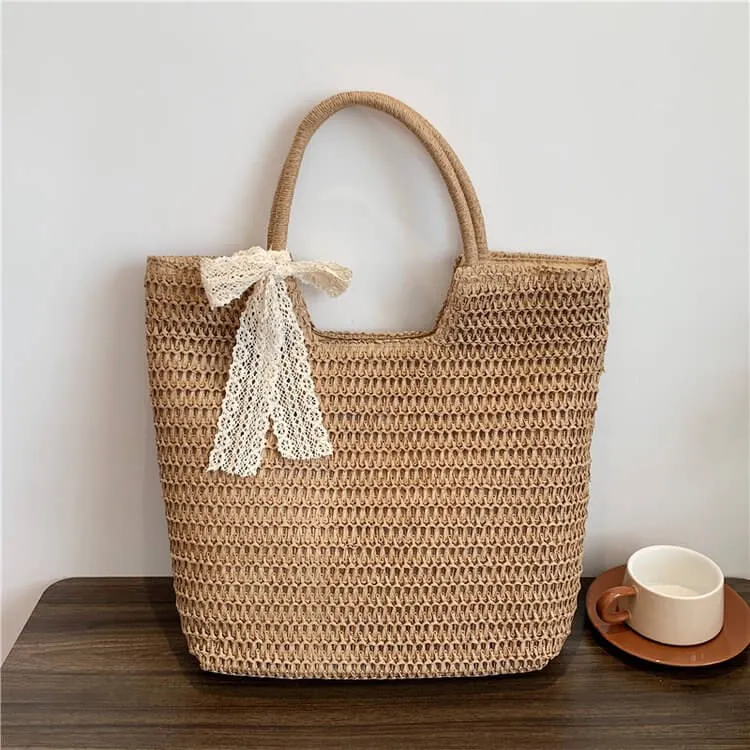 Minimalism Large Straw Beach Tote Bags For Summer-Showtown