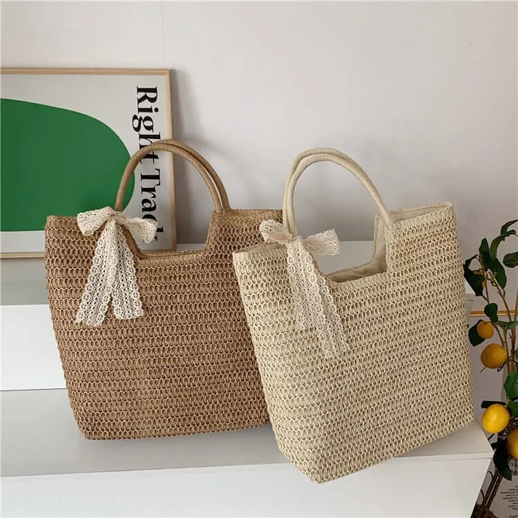 Minimalism Large Straw Beach Tote Bags For Summer-Showtown