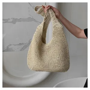 Minimalism Straw Tote Shoulder Bag-Showtown