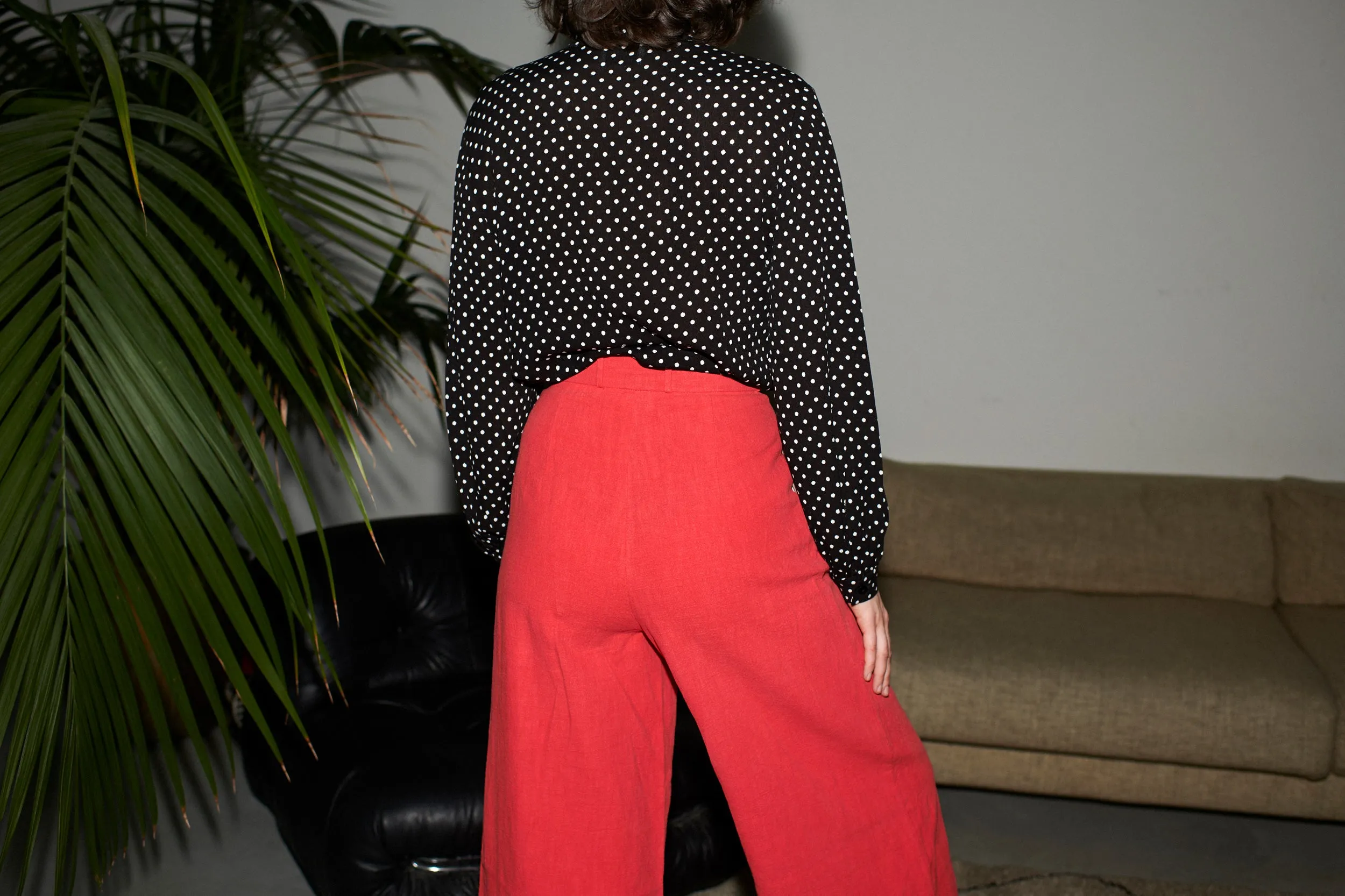PAN LINEN PANTS red washed linen