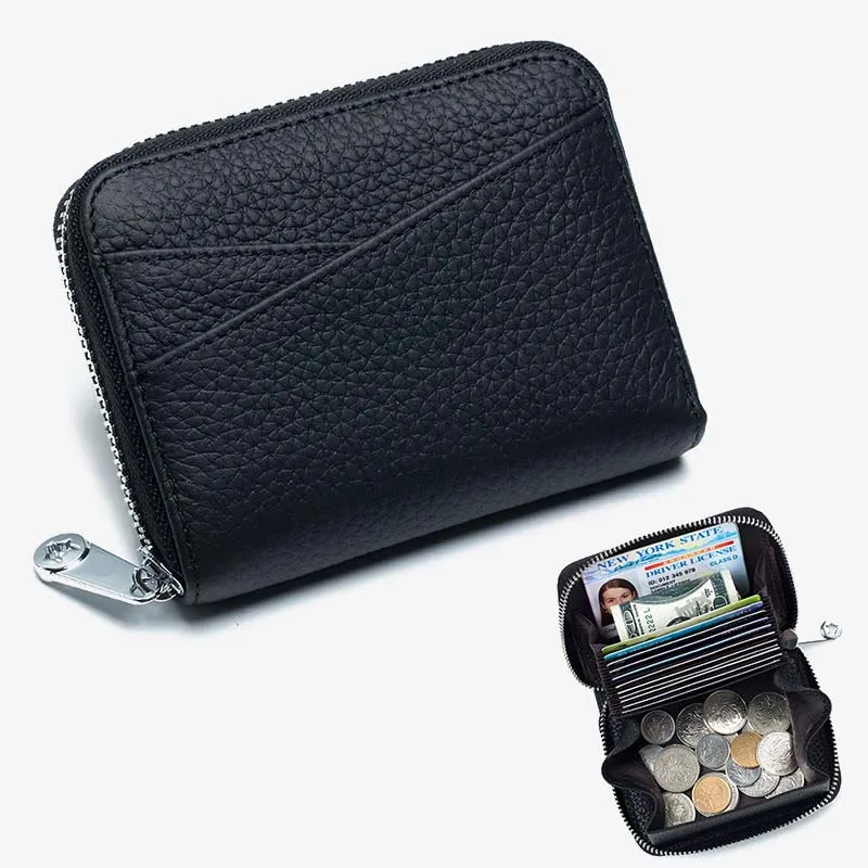 RFID Blocking Zip Around Wallet Small Card Holder Coin Purse Change Pouch