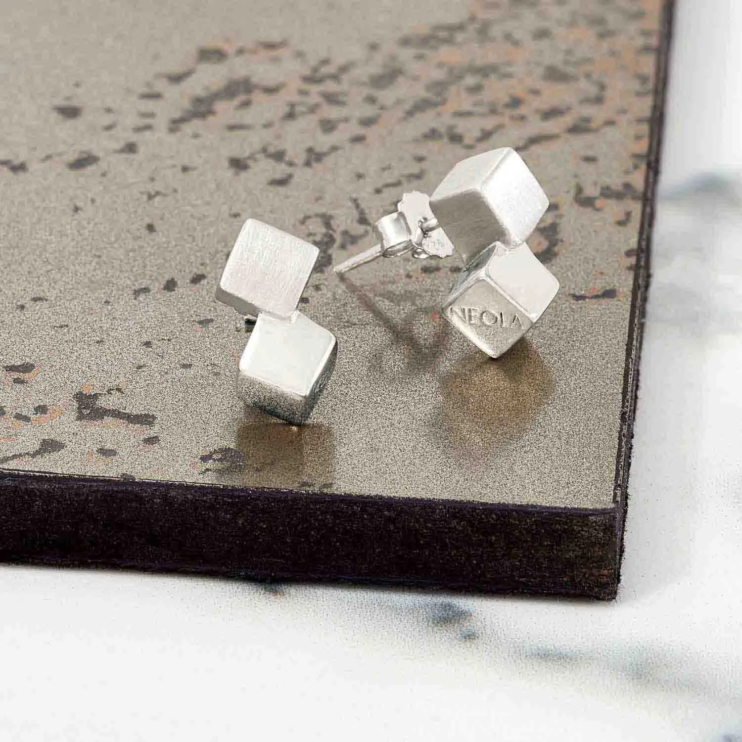 Silver Cube Earrings