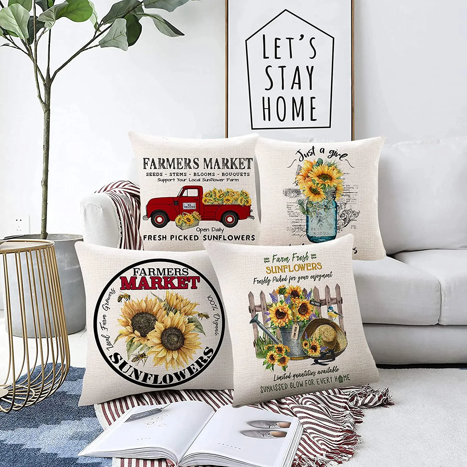 Sinpooo summer sunflower farmhouse pillowcase