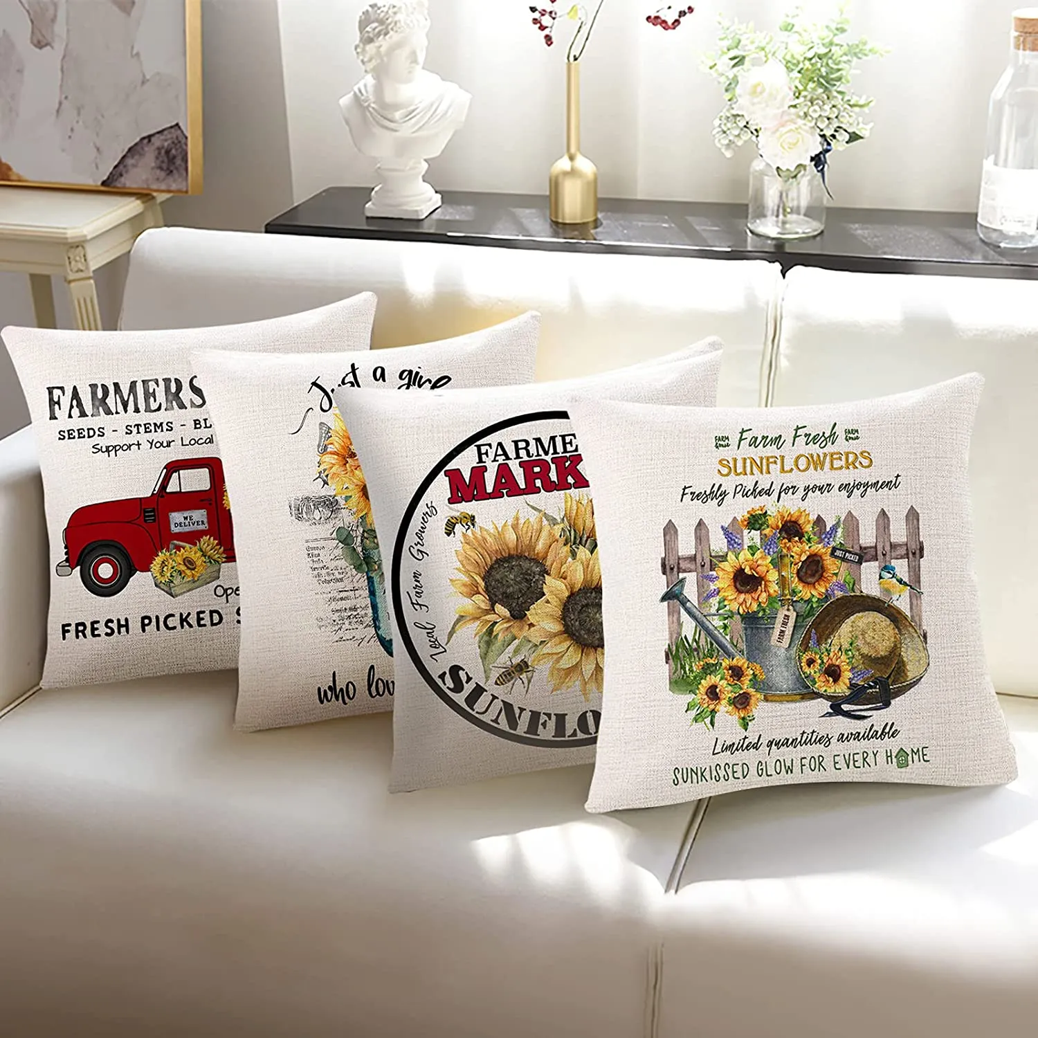 Sinpooo summer sunflower farmhouse pillowcase