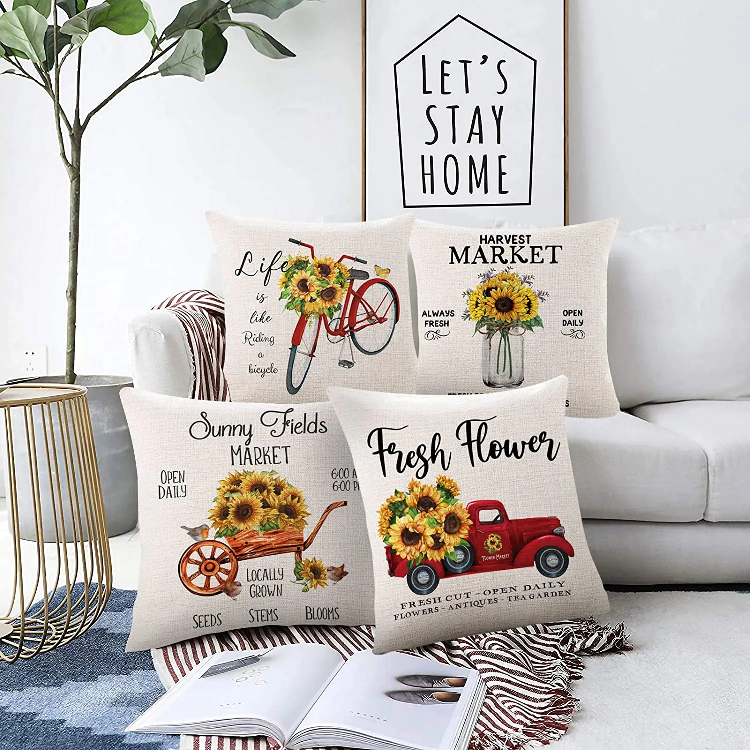 Sinpooo sunflower farmhouse pillowcase
