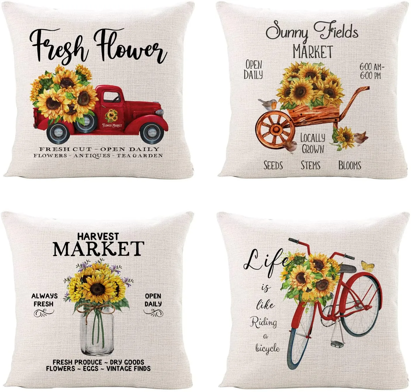 Sinpooo sunflower farmhouse pillowcase