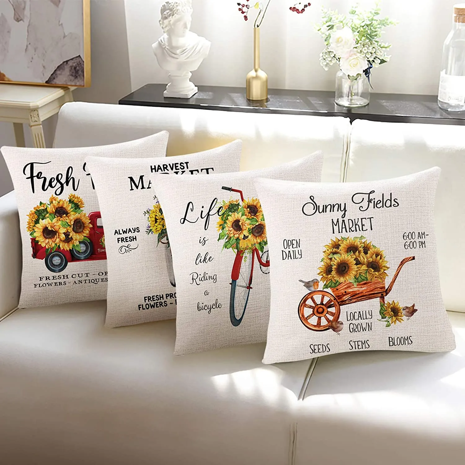 Sinpooo sunflower farmhouse pillowcase