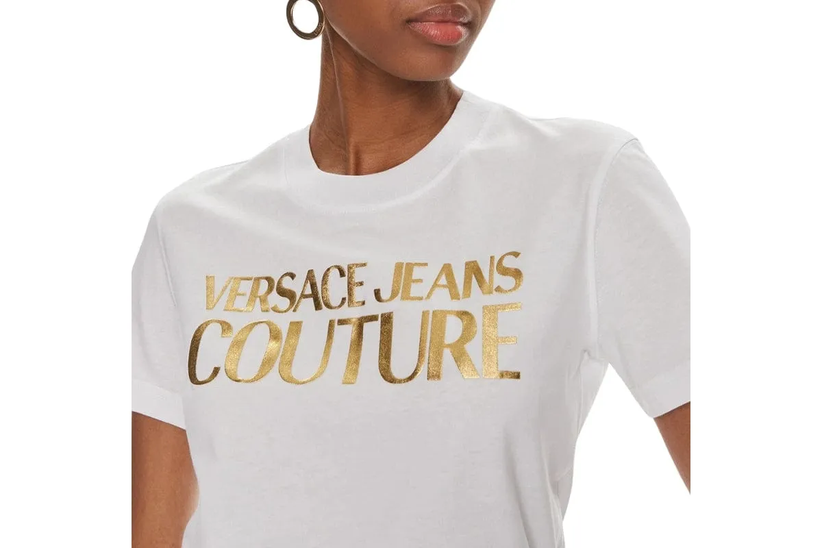 Versace Jeans Couture White & Gold Logo T-Shirt – Sleek Minimalism with a Luxe Finish-