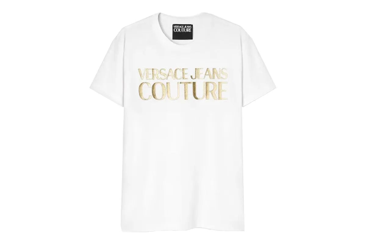 Versace Jeans Couture White & Gold Logo T-Shirt – Sleek Minimalism with a Luxe Finish-