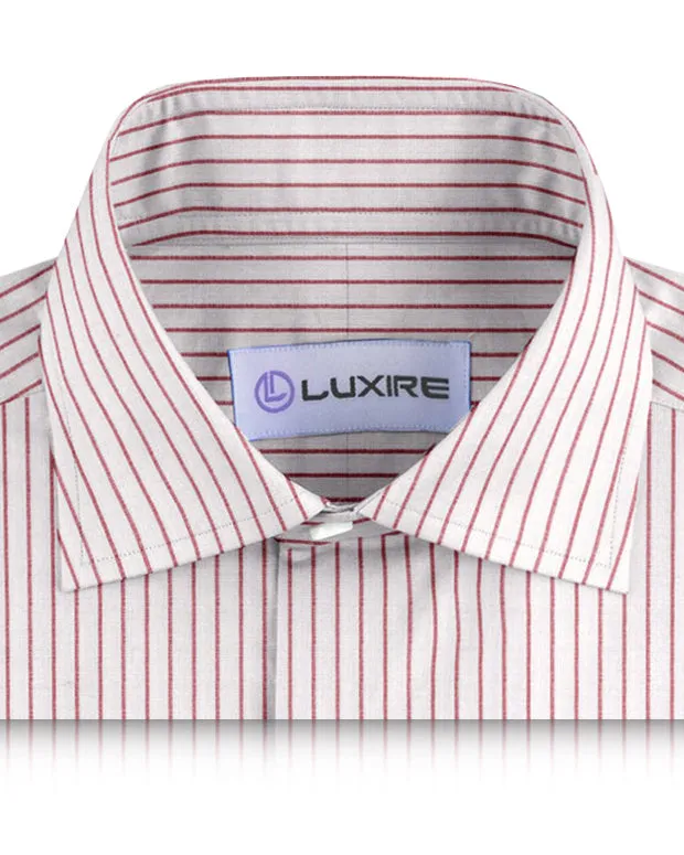 White Red Pin Stripes Linen