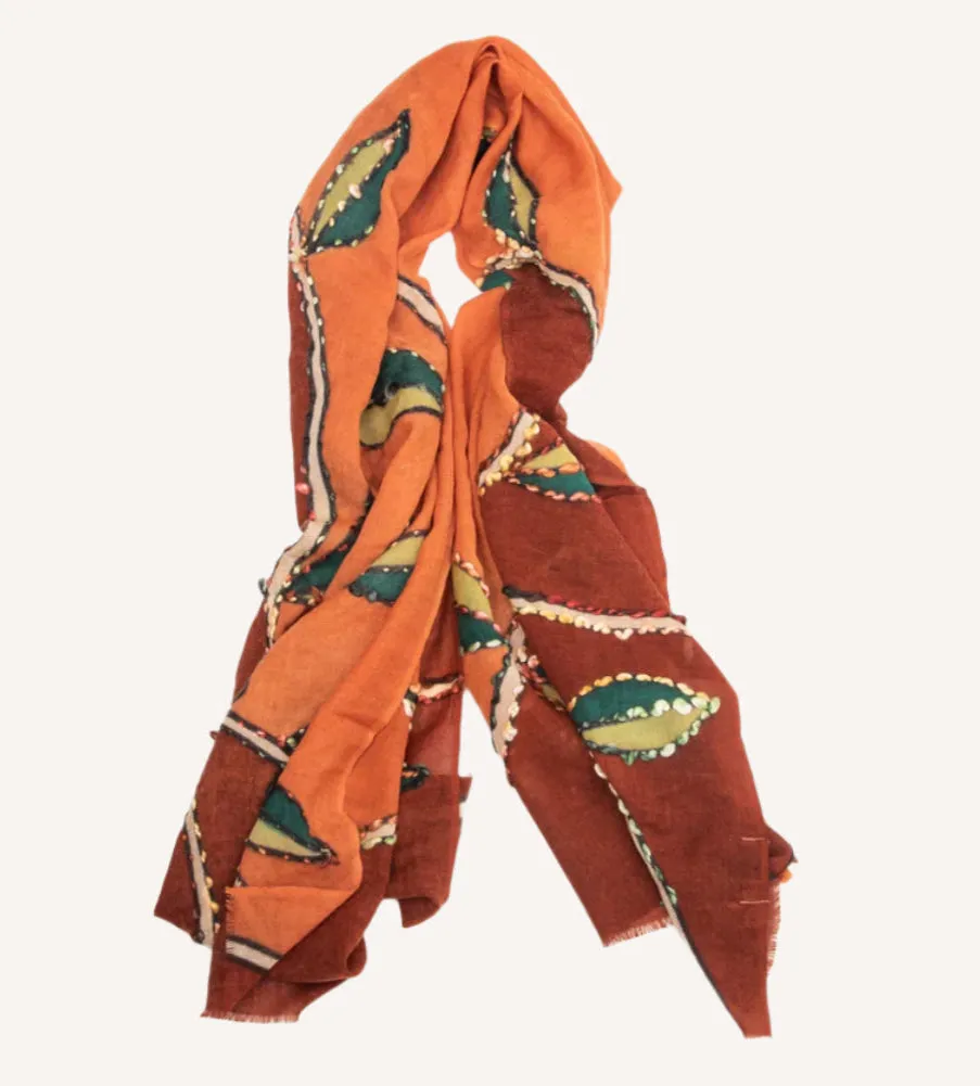 ZODA Pure Wool Scarf-Rust Autumn Leaves