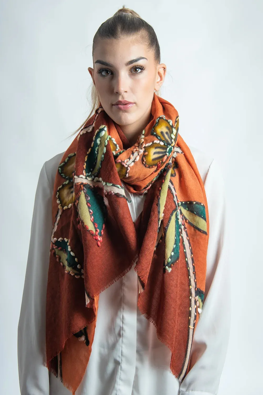 ZODA Pure Wool Scarf-Rust Autumn Leaves